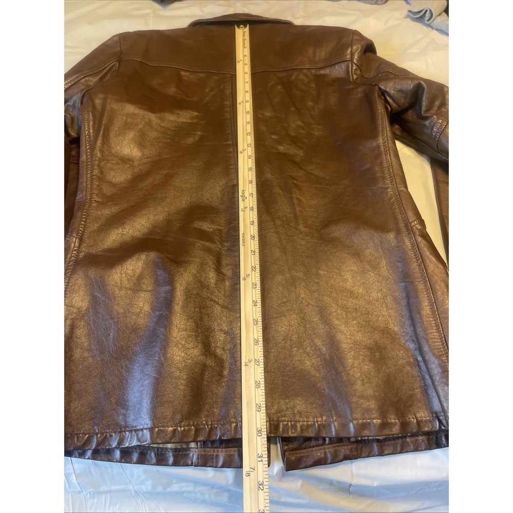 Vintage Men Leather Blazer Size 38 Brown 3 Bottons - Picture 16 of 16